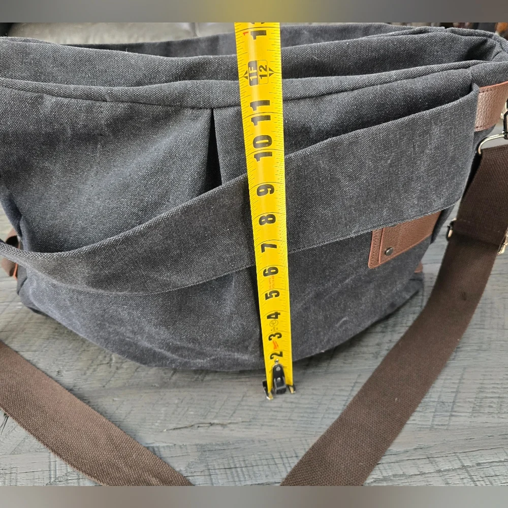 Stylish Gray and Brown Men's Crossbody Bag W Straps That Can Be Used On Carry On